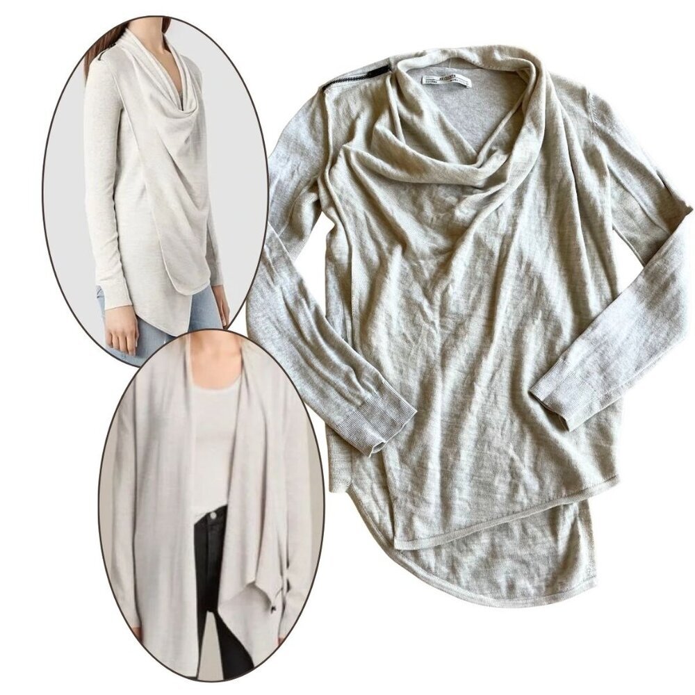 All Saints Drina Wool Cardigan Sweater Cream Beige Neutral Women's Size US 2